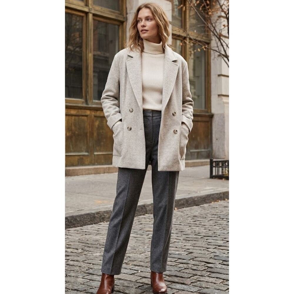 Anthropologie If By Sea Cream Double Button Jacket Womens M Cozy Fall Oversized